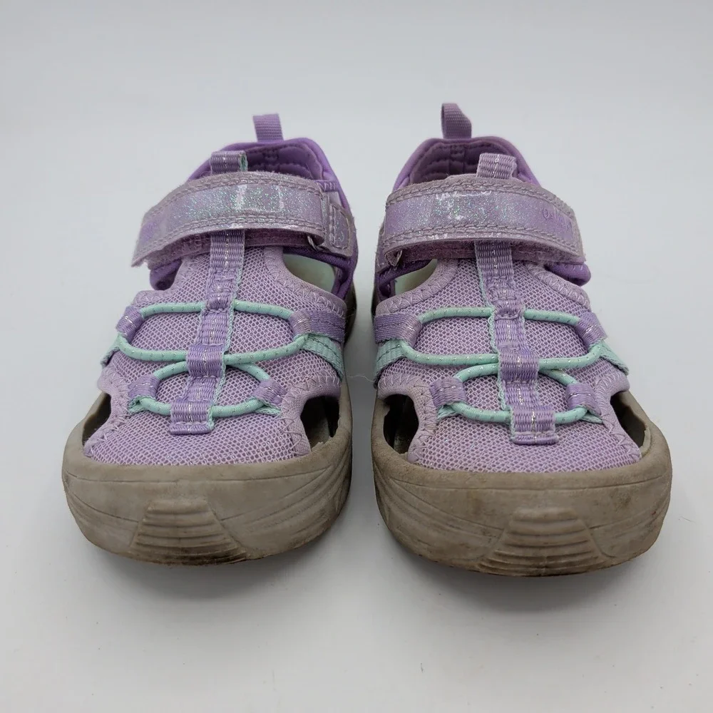 OshKosh Abe Purple Glitter Washable Water Sandals Kids Girls Size 9 ABE/OS24G18H
